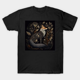 Thoughtful Folksy Fox With Fauna T-Shirt